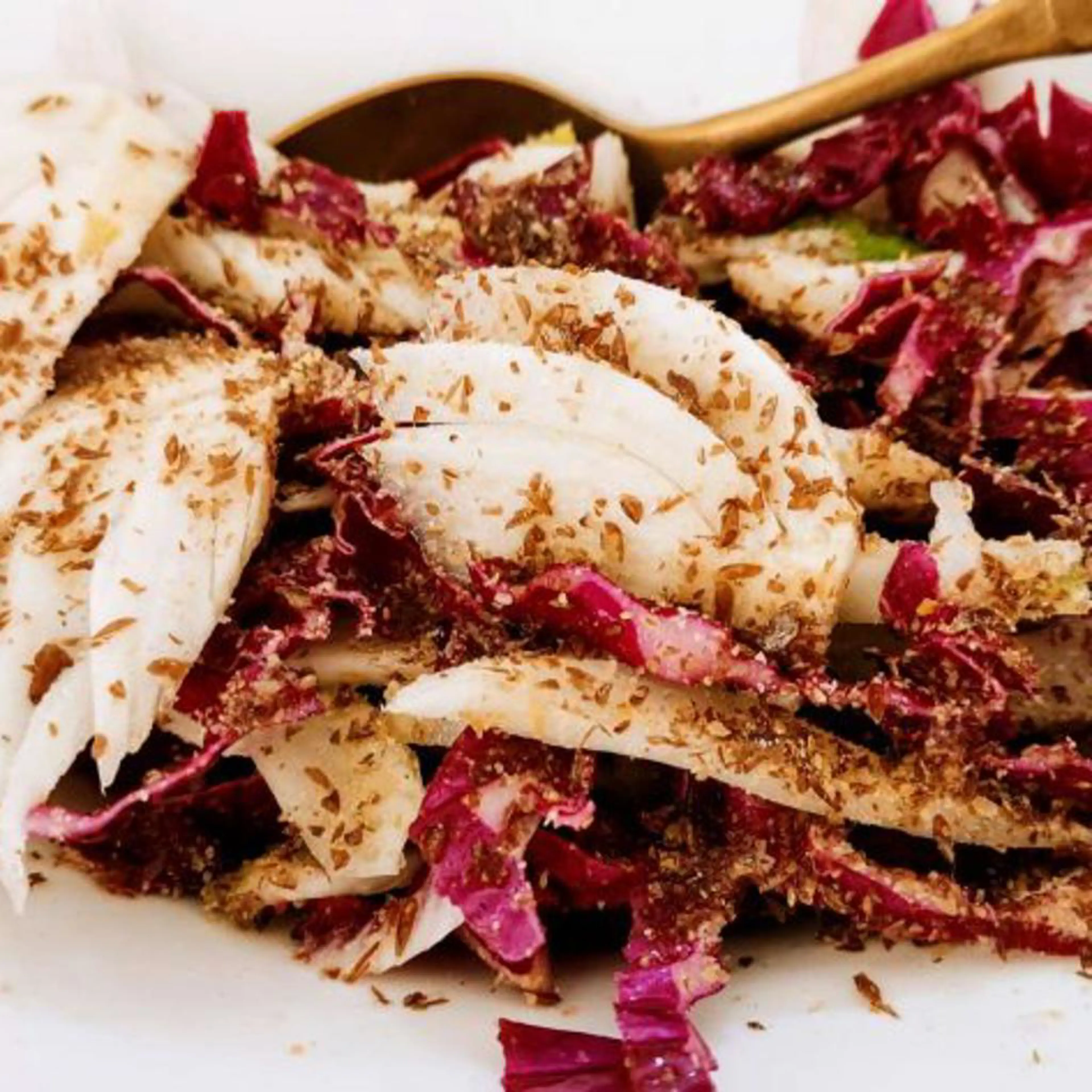 Fenchel- und Rotkohlsalat mit gemahlenen Leinsamen