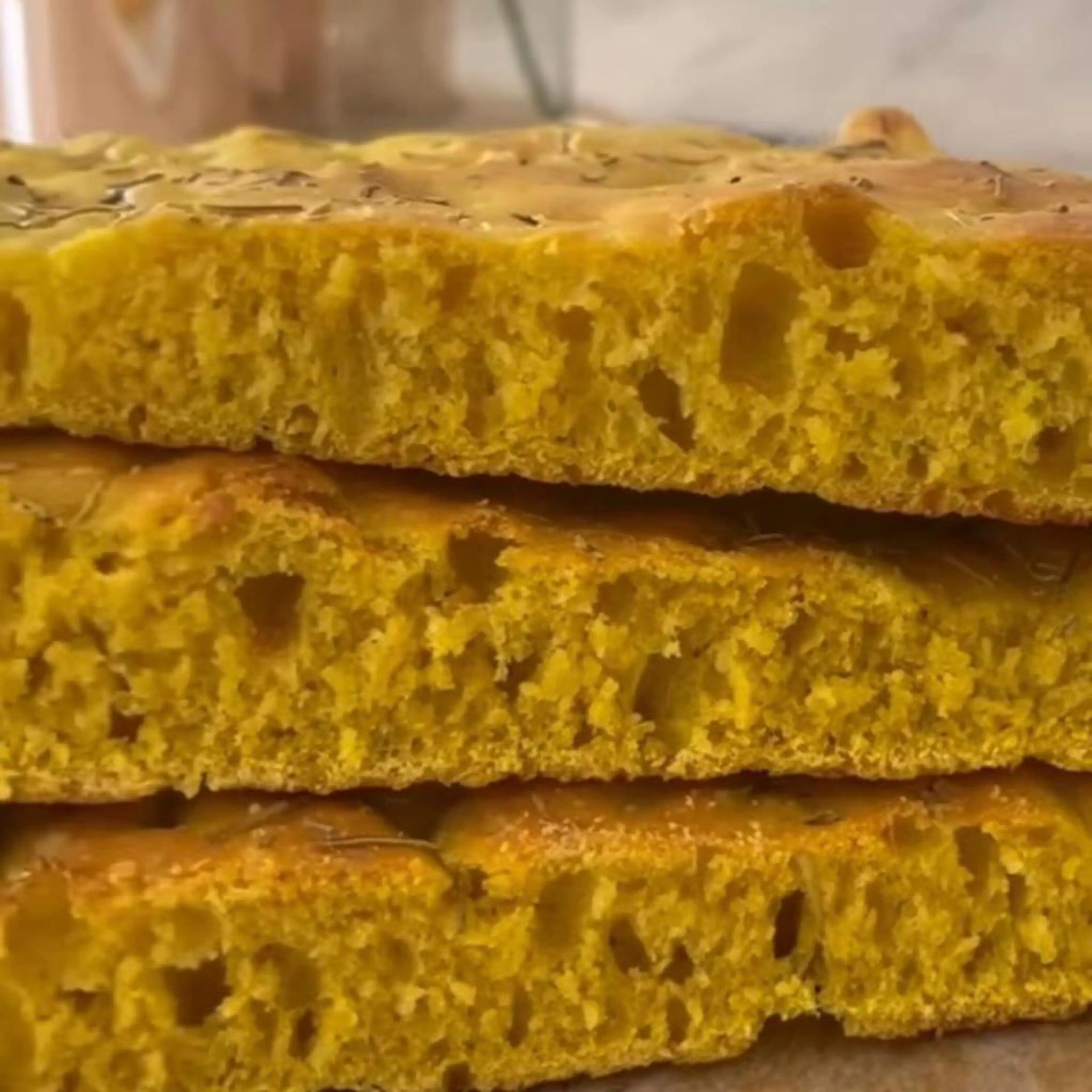 Turmeric and rosemary focaccia