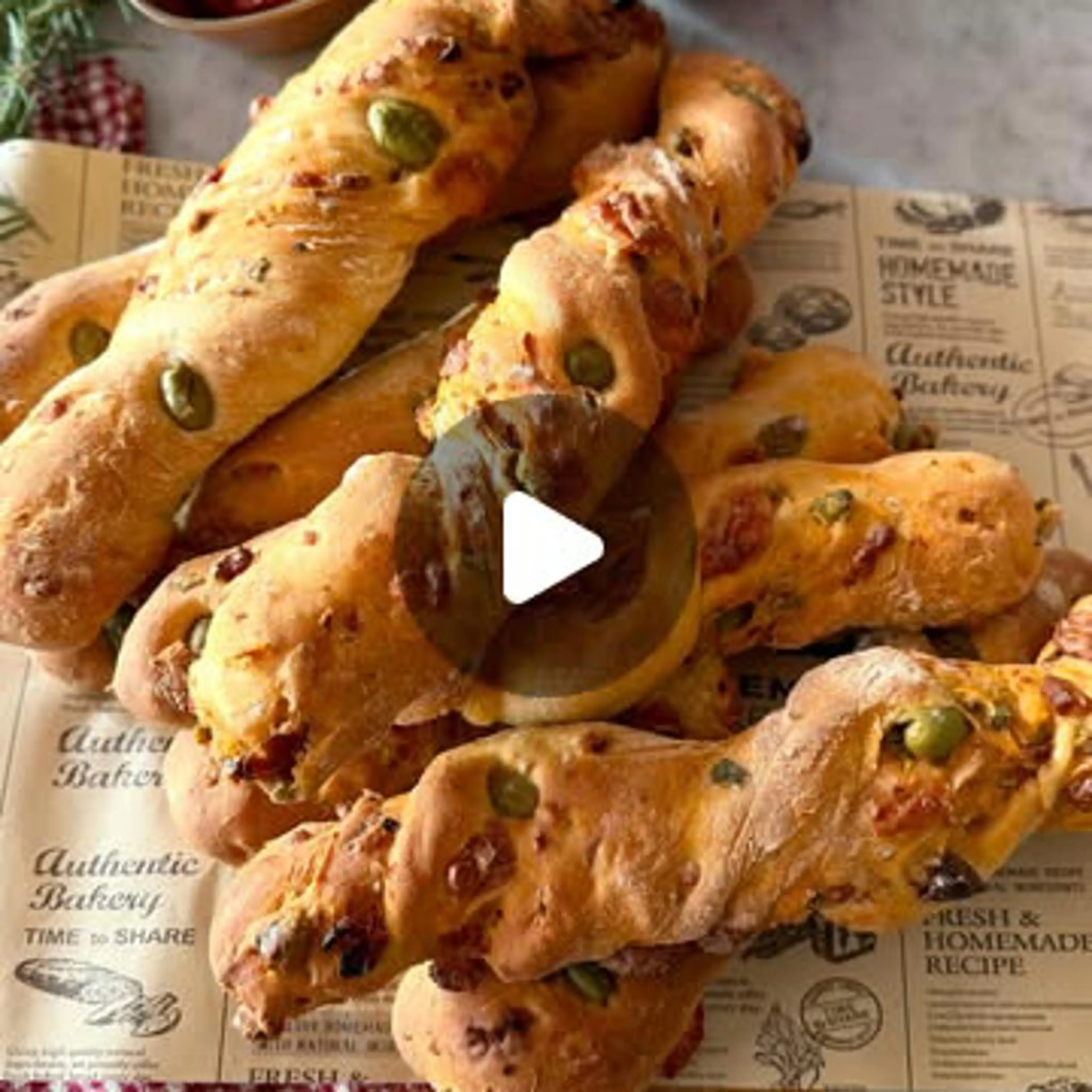 Breadsticks with olives