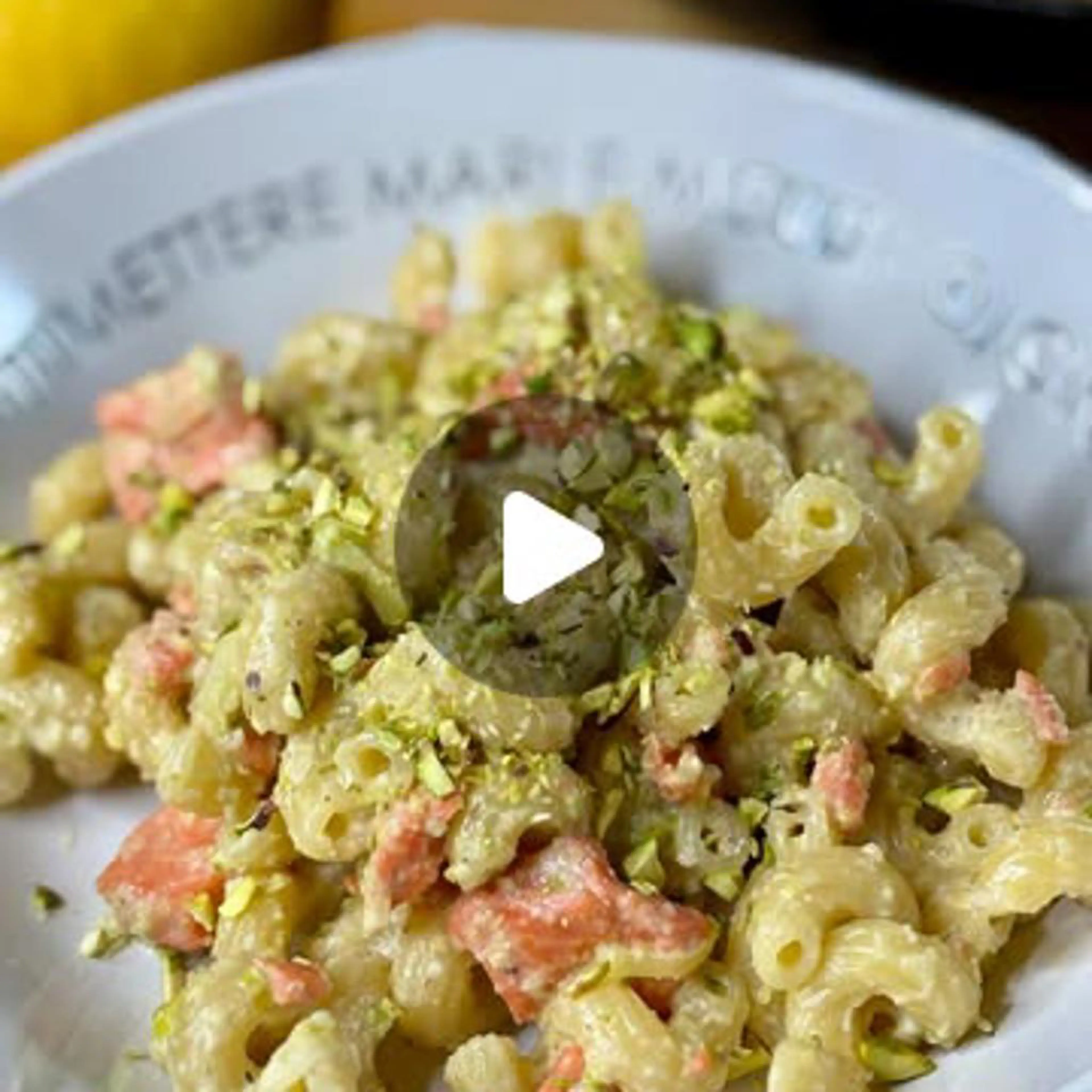 Pasta with lemon pesto and salmon