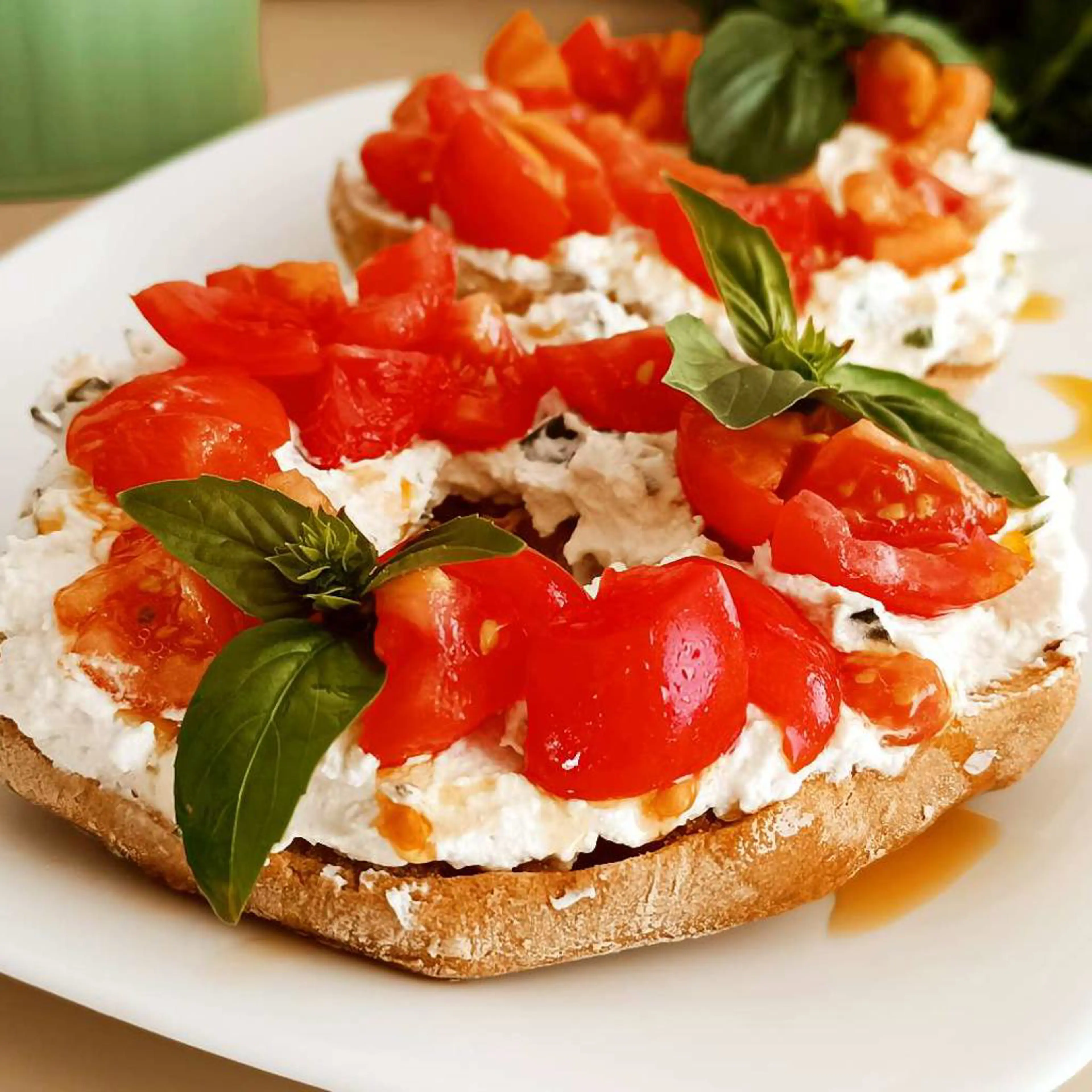 Friselle with basil ricotta cream and cherry tomatoes