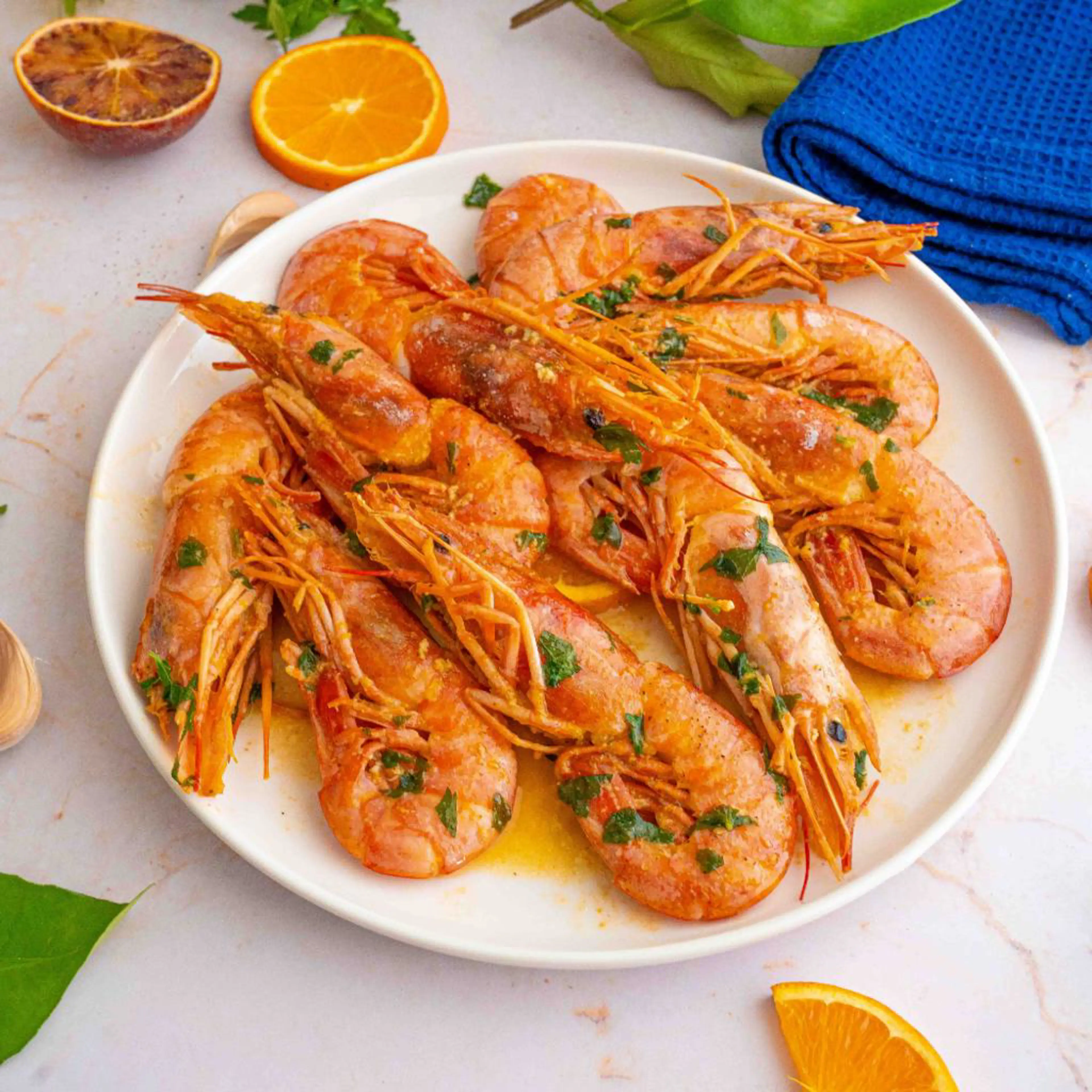 Crevettes géantes à l'orange