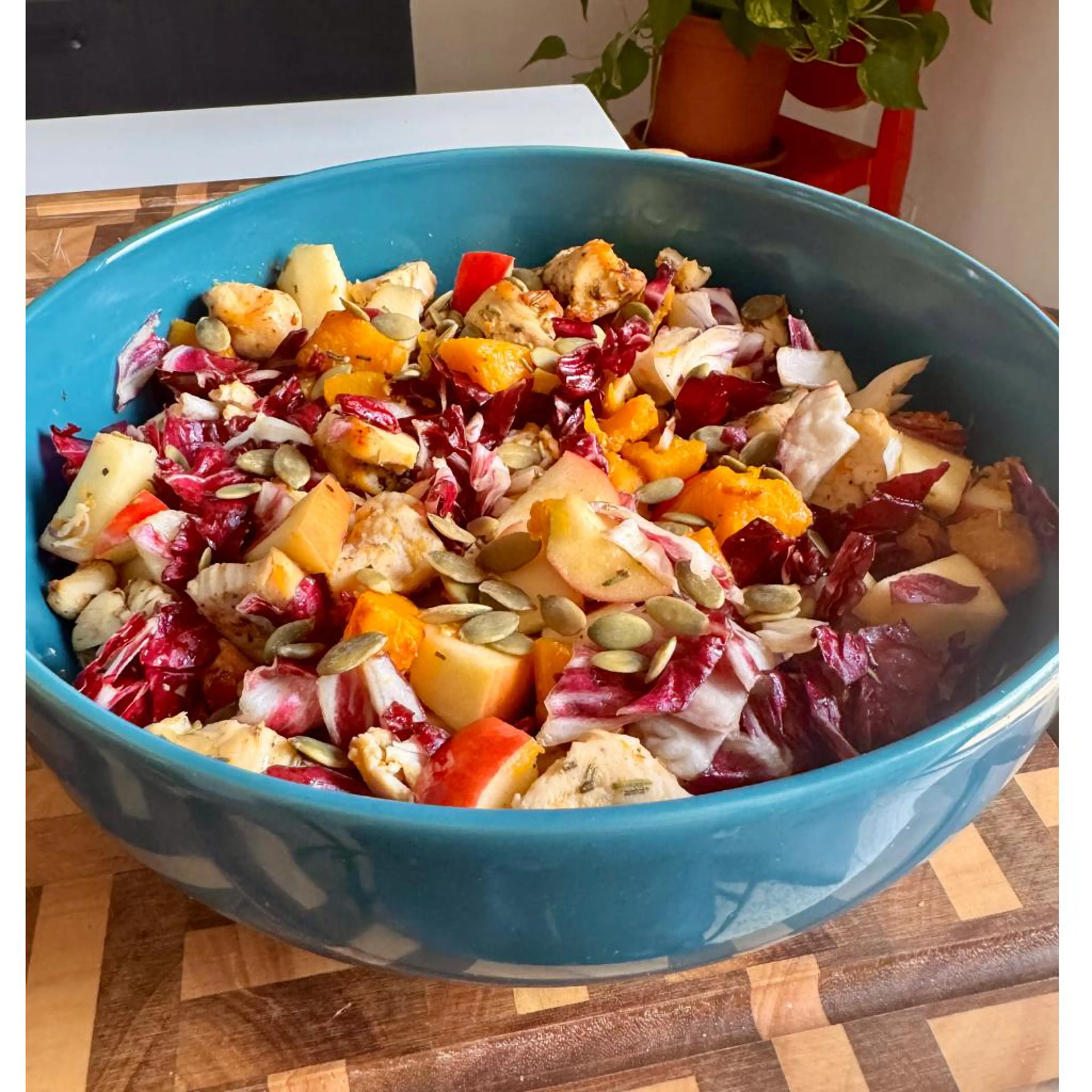 Autumn Salad with Pumpkin, Chicken, and Apple